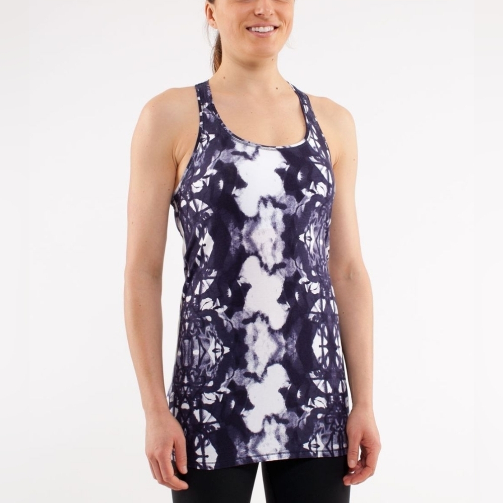 Lululemon Every Yogi Tank In Ink Blot White Deep Indigo Combo Size 10